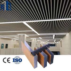 Modern Suspended Metal Strip Wood Baffle <strong>Ceiling</strong> U Shaped Aluminum Linear Panel Fireproof Waterproof Outdoor Hotel Use False - Product Image 2