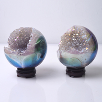 Vente en gros de boule de cristal druzy, agate aura d'ange, géode sphérique, FengShui, image d'amour, art de collection, artisanat en cristal