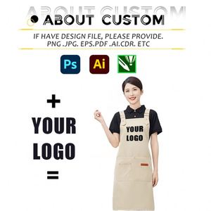 ผ้ากันเปื้อนเชฟพนักงานเสิร์ฟลดราคา ผ้ากันเปื้อนผ้าแคนวาสกันน้ำสำหรับร้านอาหาร พร้อมโลโก้สั่งทำ - Product Image 2