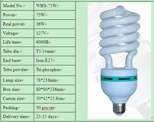 Lampe fluorescente à économie d'énergie à demi-spirale haute puissance 6500K 4100K 2700K 105W E40 CFL pour entrepôt, atelier, base en verre, type E27 - Product Image 3