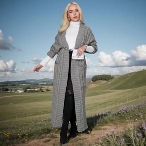 Bestseller Manteau à poches torsadées Automne Hiver Nouveauté pour la mode féminine européenne et américaine Veste élégante <span class=keywords><strong>Cardigan</strong></span> décontracté - Product Image 6