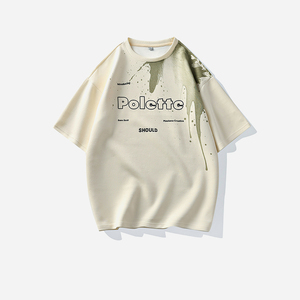 Splash-ink tie dye dégradé col rond à manches courtes T-shirt hommes nouvel été lâche marque de mode beau maillot de corps T-shirt - Product Image 1