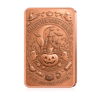 Barre de cuivre pur .999 de 5 oz, design artistique « Pumpkin King », souvenir de collection pour Halloween, destinée aux grossistes, aux magasins de cadeaux et aux détaillants de produits pour fêtes