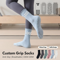 Chaussettes de Pilates OEM personnalisées en stock – Créez vos propres chaussettes à volants pour filles, antidérapantes et personnalisables pour le yoga