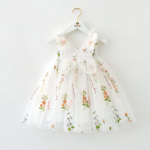 2025 nuovo <span class=keywords><strong>vestito</strong></span> <span class=keywords><strong>farfalla</strong></span> per bambini estate ragazze soffice abiti in garza da festa in Chiffon a fiori <span class=keywords><strong>vestito</strong></span> da bambina - Product Image 2