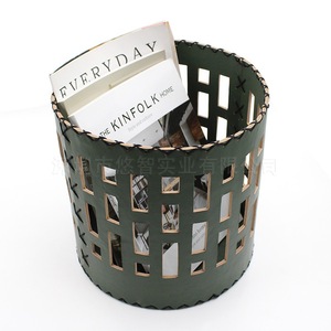 Cesta de almacenamiento de estilo nórdico para el hogar, cesta de almacenamiento de artículos diversos de cuero PU tejido, cesta de almacenamiento hueca para aperitivos. - Product Image 1