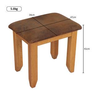 Chaise ancienne française au design moderne de haute qualité en bois de chêne blanc, siège rembourré en cuir PU, <span class=keywords><strong>petit</strong></span> <span class=keywords><strong>banc</strong></span> de tabouret bas pour le salon - Product Image 5