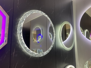 <span class=keywords><strong>Miroir</strong></span> de salle de bain LED intelligent circulaire personnalisé, dimmable, anti-buée, classique, avec cadre diamanté, pour la vente en gros - Product Image 4