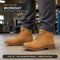 Bottes de sécurité à lacets avec embout en acier, tige en microfibre, semelle intermédiaire anti-perforation et semelle extérieure en caoutchouc pour la construction (OEM)