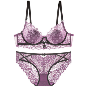 Lencería Sexy Transpirable Estilo Francés, <span class=keywords><strong>Sujetador</strong></span> Ultrafino con Relleno, Detalle de Lazo, <span class=keywords><strong>Copa</strong></span> 3/4, Diseñado para que los Bustos Más Grandes Parezcan Más Grandes - Product Image 1