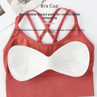 Soutien-gorge de sport grande taille pour femme, maintien élevé, 100 % nylon côtelé, conception monobloc, bretelles réglables, confortable, fin, antichoc