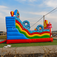 Château gonflable combiné avec toboggan et manège 3D sur le thème du cirque, pour location de fêtes d'enfants, en vinyle PVC 0,55 mm