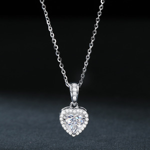 Luxury S925 Sterling Silver Heart Cut VVS <strong>D</strong> Color 1carat Moissanite Earrings <strong>Necklace</strong> for Women Engagement and Wedding Jewelry - Product Image 2