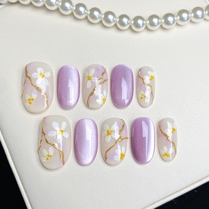 <span class=keywords><strong>Ongles</strong></span> à motifs d'amandes faits à la main, <span class=keywords><strong>ongles</strong></span> colorés en forme de haricots avec colle, paillettes en relief tridimensionnelles pour les doigts - Product Image 6