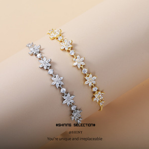 Japanese Korean Style Zircon Flower <b>Bracelet</b> For Women Gift Jewelry <b>Copper</b> Alloy Claw Setting ASL 0173QJ - Product Image 5