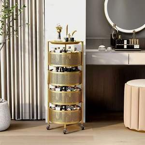 Étagère de rangement pour salon, étagère de rangement pour cosmétiques, rangement rotatif multi-niveaux, étagère de cuisine sur roulettes pour appartement locatif - Product Image 3