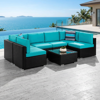 Ensemble de canapés de jardin en rotin tressé avec structure en aluminium, style nordique, mobilier d'extérieur durable pour cour, canapé sectionnel