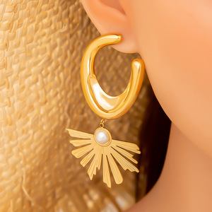 Pendientes de Acero Inoxidable con Forma de Estrella, Chapados en Oro de 18K, Diseño Geométrico, Joyería para Fiestas, Pendientes de Moda de Aleación de Zinc - Product Image 4