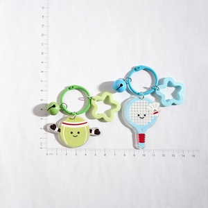 <strong>Cute</strong> Cartoon Sports Keychain Bag Charm with Bell for Badminton Ping Pong Soccer Football Rugby Tennis <strong>Earphone</strong> Bag Gift - Product Image 2