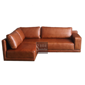 Offre spéciale canapé modulable haut de gamme en forme de L vintage marron en cuir véritable salon canapé d'angle design classique appartement club - Product Image 5