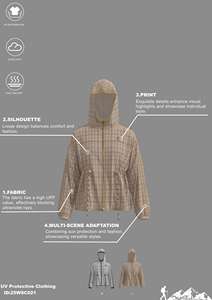 Lightweight <strong>Zip</strong> <strong>up</strong> Sun Protection Skin Clothing Jacket Shirt Clothing UV Protection Hood Summer Sportswear for <strong>Women</strong> - Product Image 2