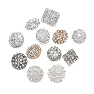 Custom Luxury Beaded Rhinestone Metal Buttons For Clothes