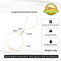RINNTIN APV03 Nuevo Estilo, Brazalete de Circonita Cúbica 5A, Diseño Simple, Joyería de Mano de una Pieza, Joyería de Plata de Ley 925 para Mujer