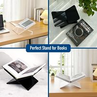 Nouveau support de livre en acrylique, grand présentoir ouvert pour livre de cuisine, livre d'art, livre de chants, livre d'or, support de livre de table basse pour la lecture