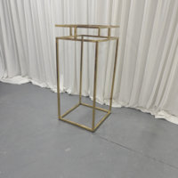 Support de fleurs carré en métal doré, piédestal, cadre, présentoir à gâteau de mariage, socle pour la décoration de banquets, événements et fêtes