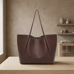 Pochette de luxe en cuir véritable pour femme BS INTERNATIONAL, design classique, grande capacité, fermeture éclair, deux poignées, bandoulière - Product Image 2