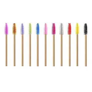 Eco Pink Pbt One-off Mascara Eyelashes Brush Personalized With Bamboo Stick Make Up Brush