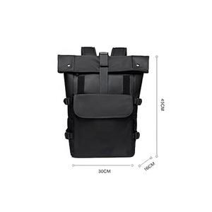 BSCI Custom Luxury Unisex Roll Top <b>Backpack</b> Waterproof <b>Black</b> Nylon Laptop Bag for Office & Leisure Use - Product Image 2