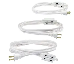 3 Pack, Includes 3 Polarized Outlets w/ Safety Cover 2-Prong Indoor White Extension Cord