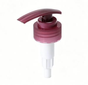 หัวปั๊มโลชั่นพลาสติกแบบเกลียว 4cc 33/410 สีม่วงด้านบน ฐานสีขาว ป้องกันการรั่วซึม สำหรับขวดแชมพู ครีมอาบน้ำ และขวดเครื่องสำอาง ขายส่ง - Product Image 1