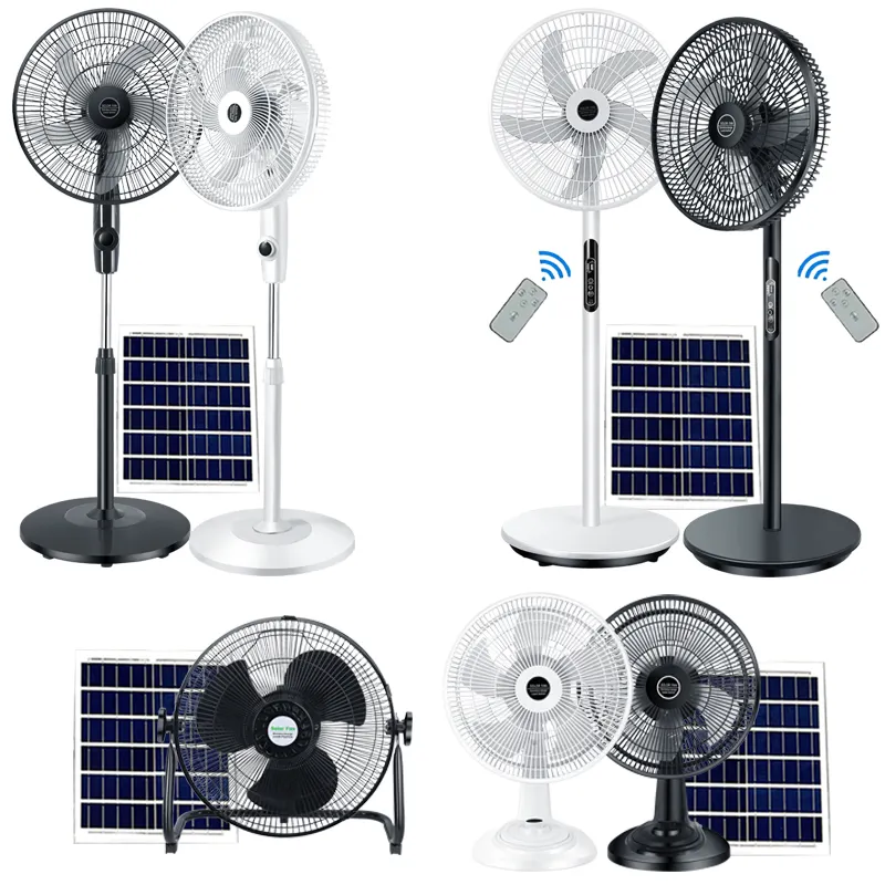 2023 Nieuwe Stijl Oplaadbare Zonne-Ventilator 16 Inch Ternaire Lithium Batterij Zonne-Energie Fans Voor Keuken/Indoor/Outdoor