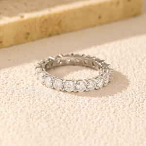 S925 Sterling <b>Silver</b> Dazzling Round Moissanite Eternity Band <b>Rings</b> for Women Wedding Engagement <b>Statement</b> Jewelry - Product Image 5