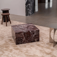Table basse en marbre Rosa Levanto de style rétro luxueux et moderne, de forme cubique basse, pour salon, villa, hôtel, maison