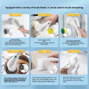 Brosse de nettoyage électrique portative, alimentée par batterie au lithium 800mAh, <span class=keywords><strong>3800</strong></span> tr/min, pour salle de bain, cuisine, vaisselle - Product Image 3