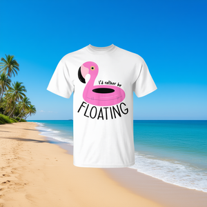 T-shirt I'd Rather Be Floating Flamingo, vêtements d'été pour la piscine et la plage - Product Image 3