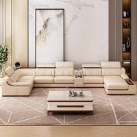 Canapé Sectionnel Moderne en Cuir en U, Ensemble de Canapés de Salon en Cuir, Meuble de Luxe Canapé Intelligent Très Vendu 7 Places