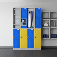 Casier de gym moderne en plastique à 9 portes avec serrure électronique pour dortoir et vestiaire
