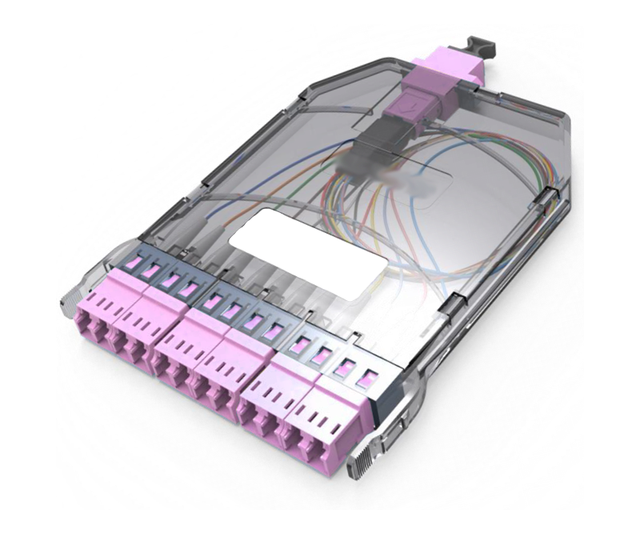 MPO/MTP Cassette 12 Fiber 24 Fiber OM4 OM3 SM Ultra High Density MPO Cassette Multimode 24 LC UPC for MTP/MPO Patch Panel