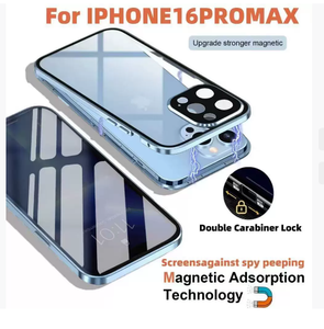 Custodia Magnetica in Metallo con Protezione Lente e <span class=keywords><strong>Vetro</strong></span> <span class=keywords><strong>Temperato</strong></span> HD a Doppia Faccia a 360 Gradi per iPhone 18 Pro Max 17 16 15 - Product Image 6