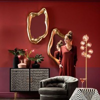 Miroir décoratif géométrique doré de haute qualité 90x60 cm, pour chambre à coucher, maquillage, décoration intérieure, cadre artistique, hôtel, moderne, dropshipping DDP