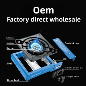 Hiking <strong>Camping</strong> <strong>Kitchen</strong> Portable Manual Iron Butane Gas Simple Lightweight Cassette Stove for Outdoor Includes Color Box - Product Image 2