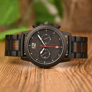 Élégant pour Curren Montre-bracelet en acier inoxydable pour homme de luxe Reloj Chronographe Bois d'ébène Verre Antique Charm Coin De Hombre OEM - Product Image 4