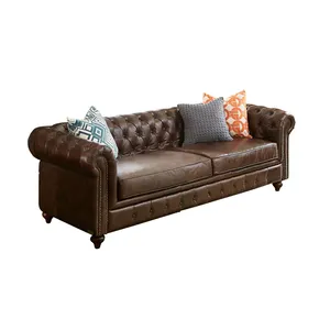 Unieke Luxe Lounge Sofa 2-3 Zits Fluwelen Lederen Chesterfield Sofa Sectiekaarten & Loveseats Voor Woonkamer