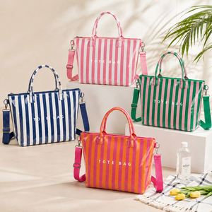 Bolsa de Mano Personalizada Impermeable de PVC con Rayas, Bolsos de Hombro con Cremallera, Bolsa Cruzada Portátil de Gran Capacidad, Bolsos de Viaje para Mujer - Product Image 4