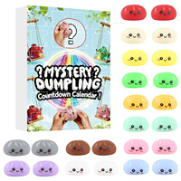 AiJH Calendrier de l'Avent : Jouets Squishy en forme de Dumplings Mystères, Mini Squishies en forme de Boulettes, Jouets Sensoriels à Presser Anti-stress, Jouets Cadeaux Dumplings