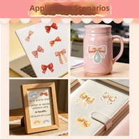 Autocollants adhésifs transparents en PET imperméables, style Loli avec nœud papillon Kawaii, pour décoration d'ordinateur portable, mignons, vente en gros, feuille personnalisée